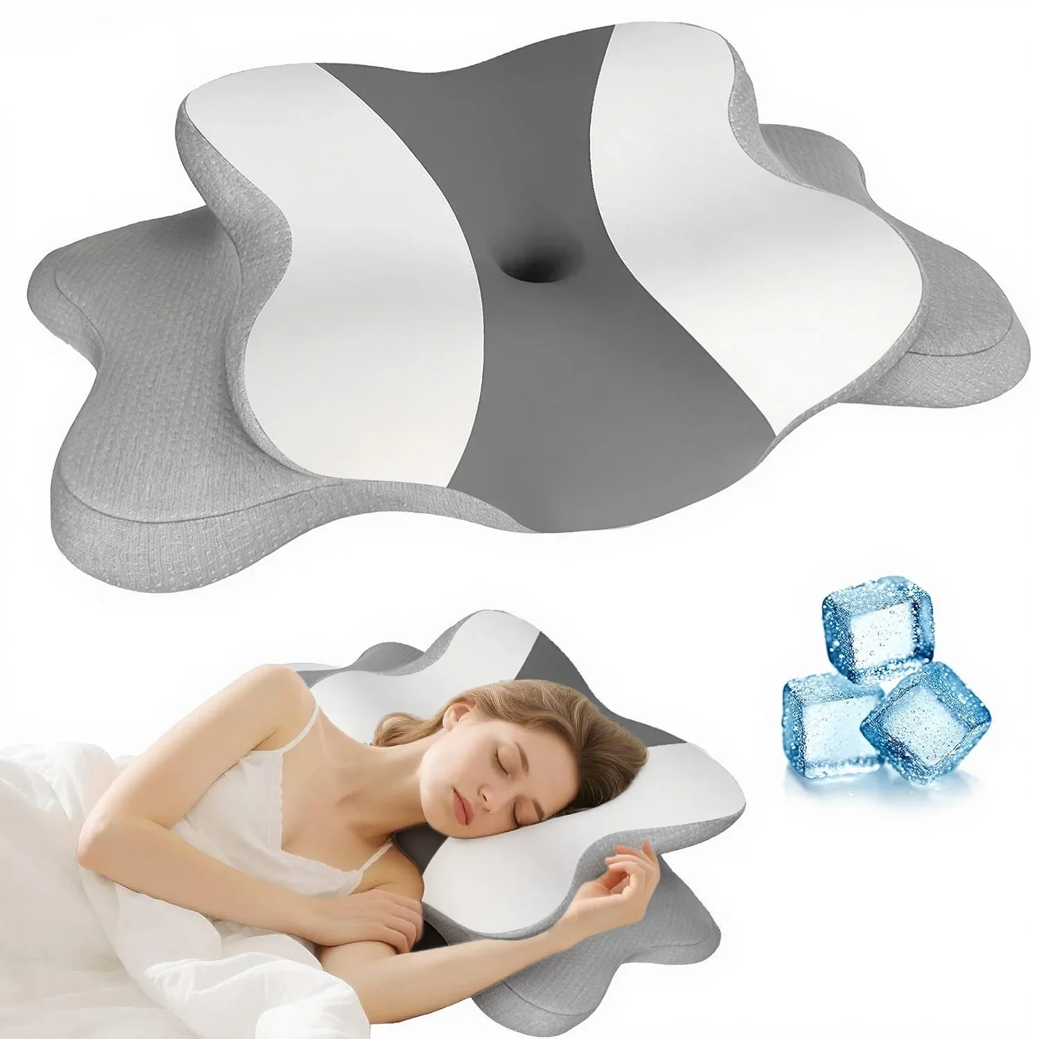 Cervical Neck Pillow for Pain Relief Ergonomic Side Sleeper Pillow for Neck Support Memory Foam Pillows for Back Stomach Sleeper