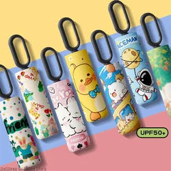 New Cute Colorful Kids Manual Umbrella with Hanging Loop with Reflective Stripes To Indicate Position for Boy Girls Gift