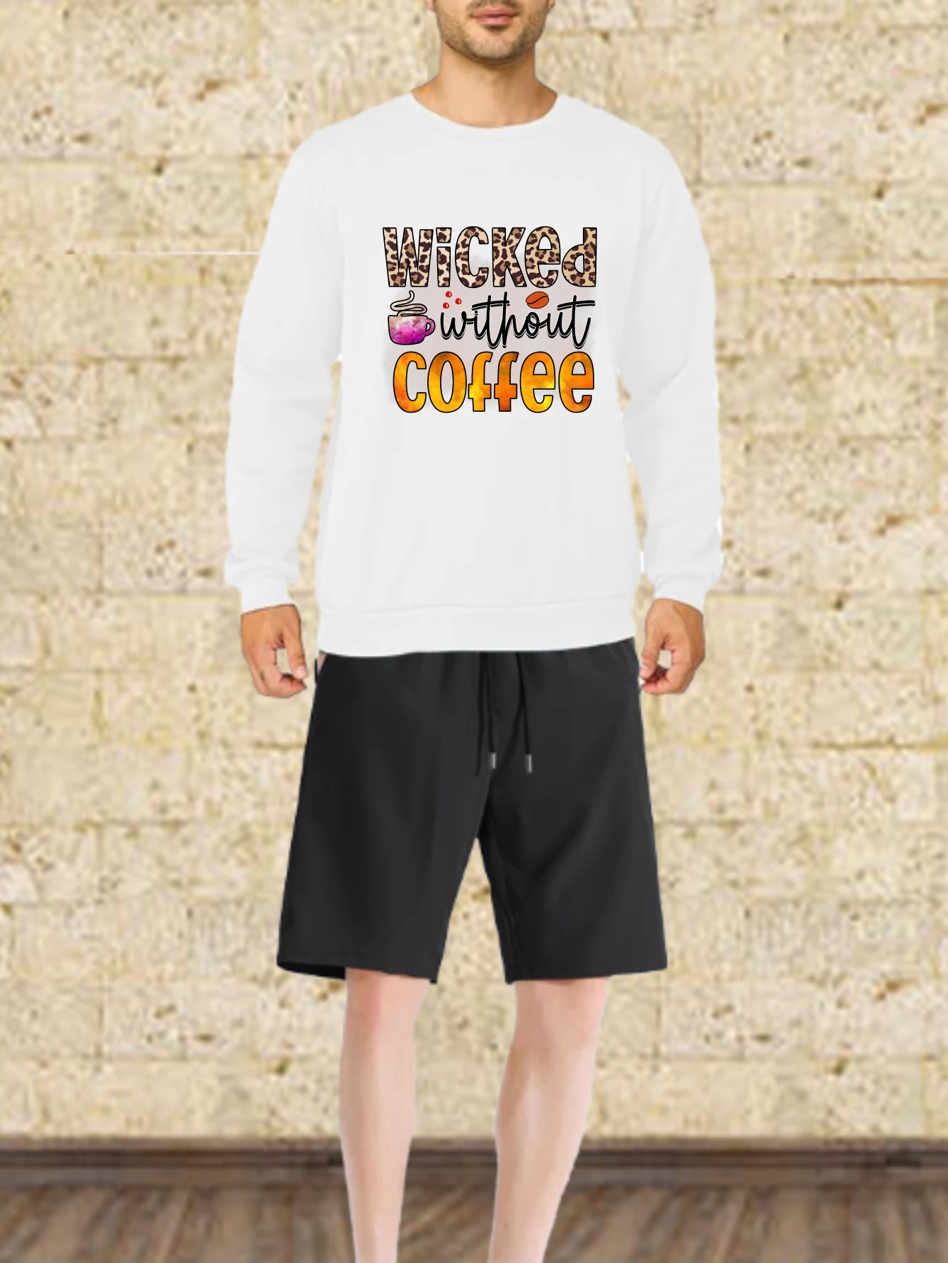 Men's sets Autumn Quick drying Wicked Coffee printed Graphic T-shirts Suit winter clothes man drip clothes Long sleeve tee +