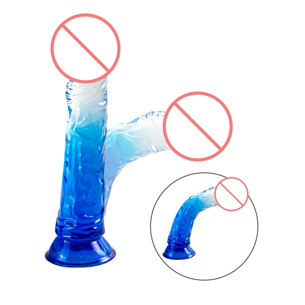 Consoladores enormes de gelatina realista para mujeres adultas, vibrador de silicona 18, consolador con ventosa de cristal, pene, tapón Anal,