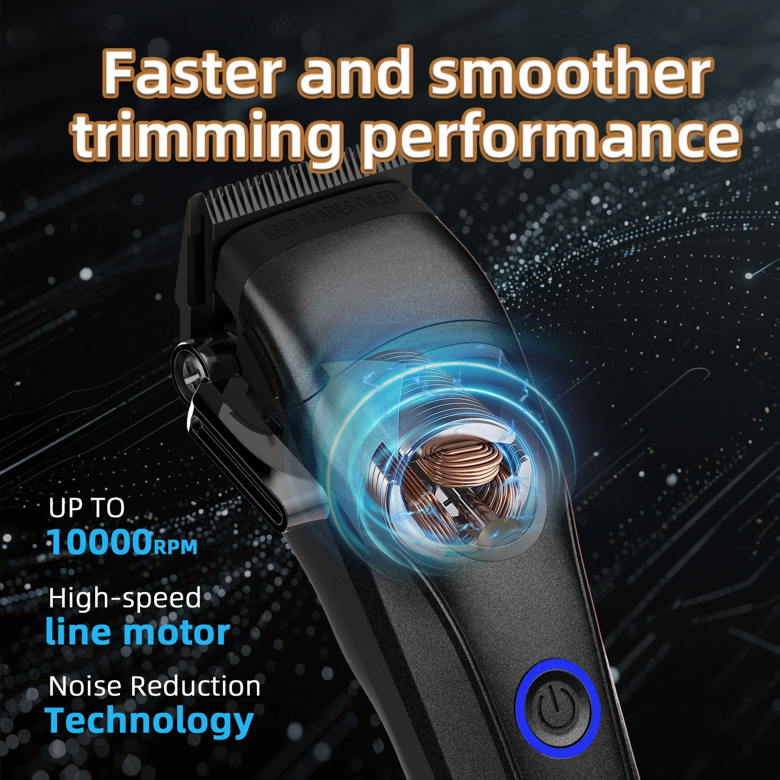 Professional Hair Clipper For Barber Rechargeable High Speed 10000 RPM Men Hair Trimmer Cordless Salon Hair Cutting Machine