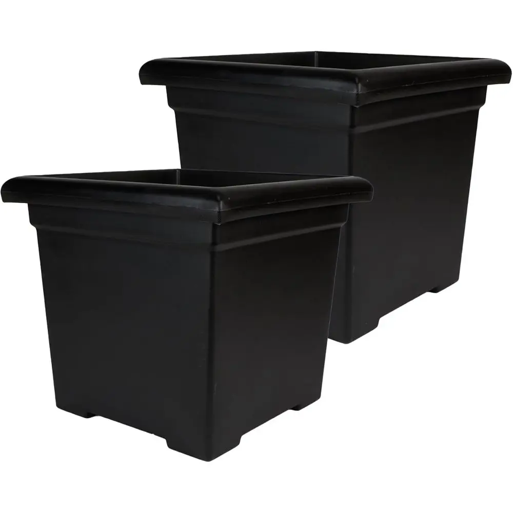 

Квадратные горшки для растений 12,5 дюймов с дренажем, 2 шт., УФ-стойкий пластик, подходят для комнатных и уличных растений, черные