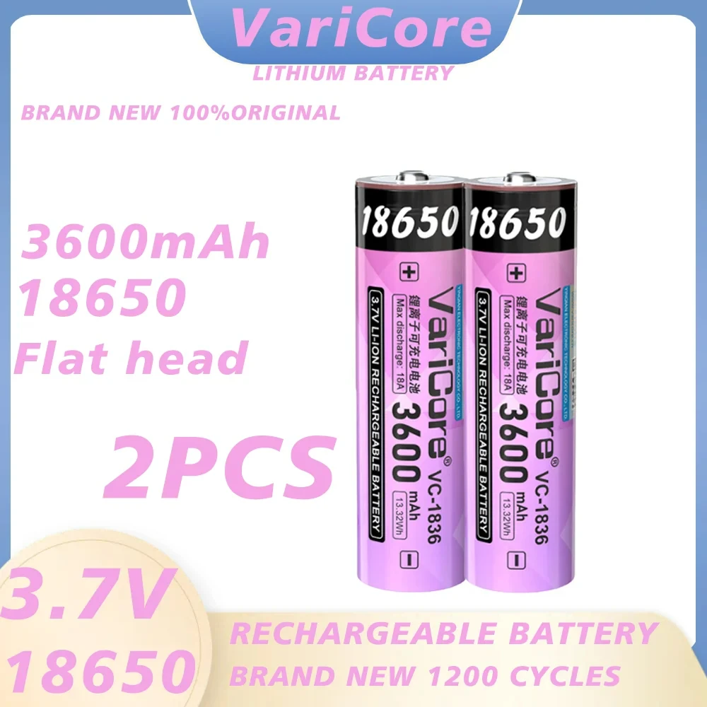 

Оригинальный литий-ионный аккумулятор VC-1836 18650, 3600 мАч, 3,7 В, с разрядным током 18 А, для электронных игрушек и фонариков