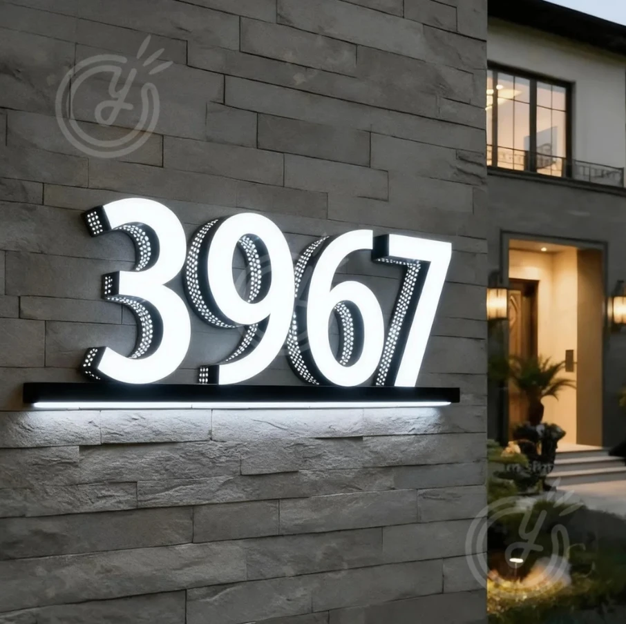 Hole Addressable Led Channel Custom 3D Metal Outdoor Decoration Chandelier Lights Letters in Hebrew Signage Sign Punching Side