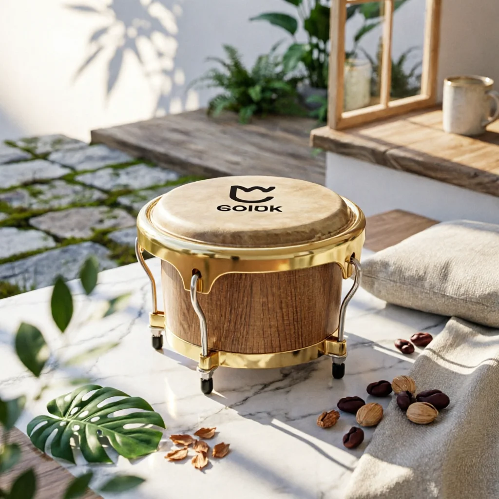 Bongo Drum Set - 木製ブリッジ付きボンゴセット 初心者向けボンゴドラムセット 長持ちするパーカッション楽器 初心者向けクリアサウンドのボンゴ