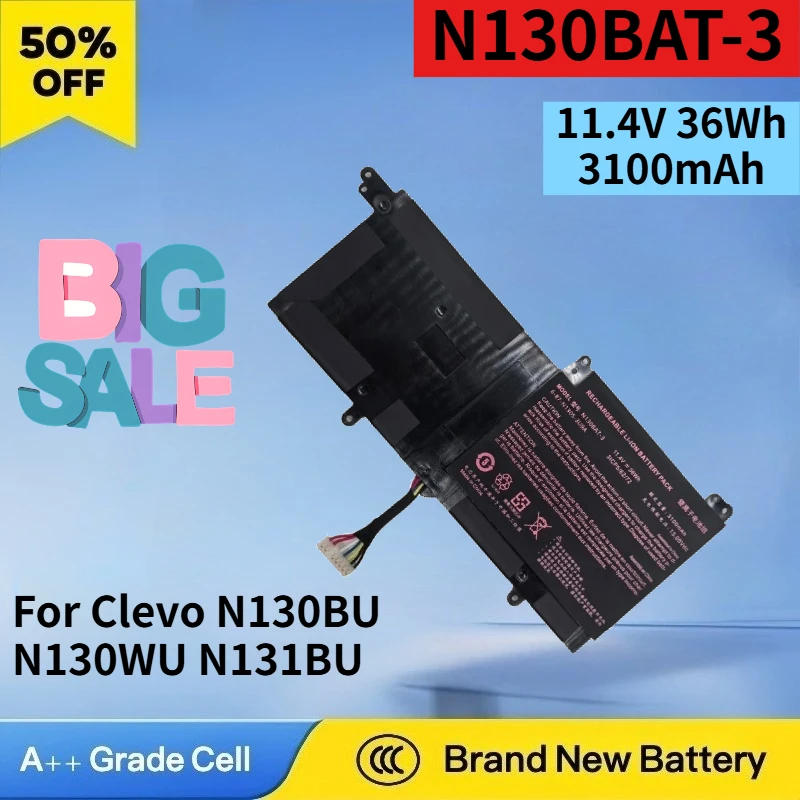 Newest N130BAT-3 11.4V 36Wh 3100mAh Lithium-ion Battery for Clevo N130BU N130WU N131BU S4Tuxedo High Quality Laptop Battery