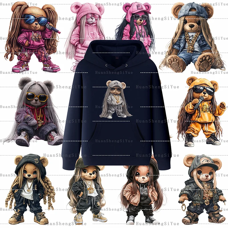 

Teddy Bear Girl Printed pattern Ironing Sticker Clothes DTF Fashion T-shirt Hoodie DIY Jacket Sticker Hot Adhesive Paper