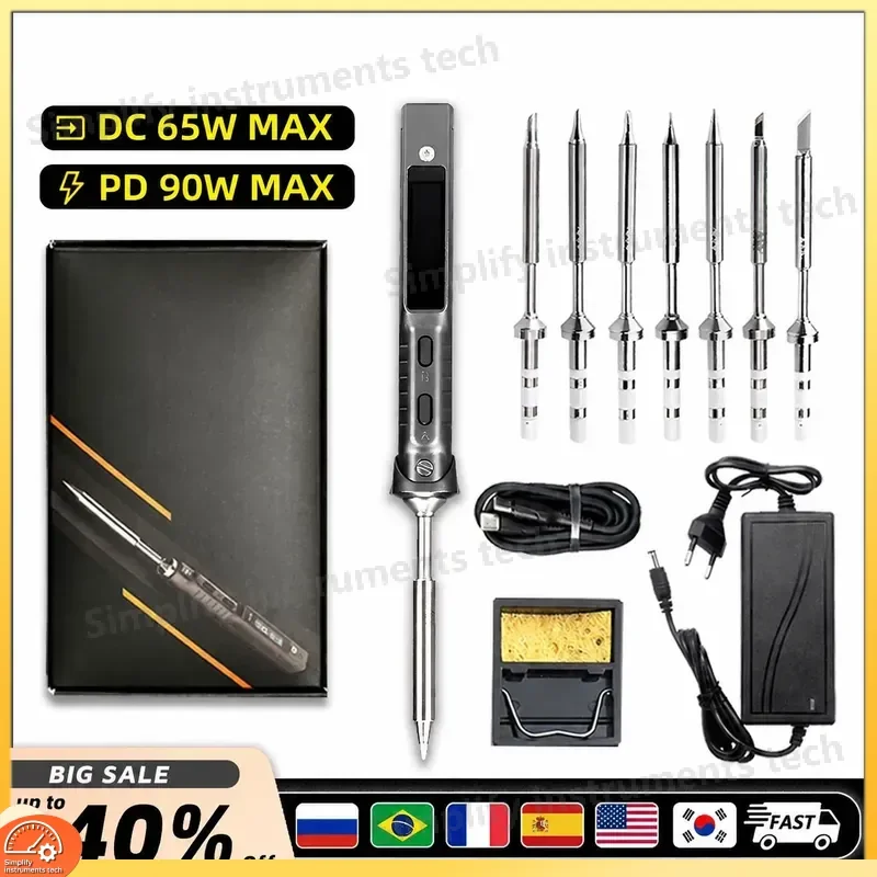 TS101 Soldering Iron Adjustable Temperature Digital Solder Station 90W Mini TS100 TS101 Upgrade with Tips soldering iron