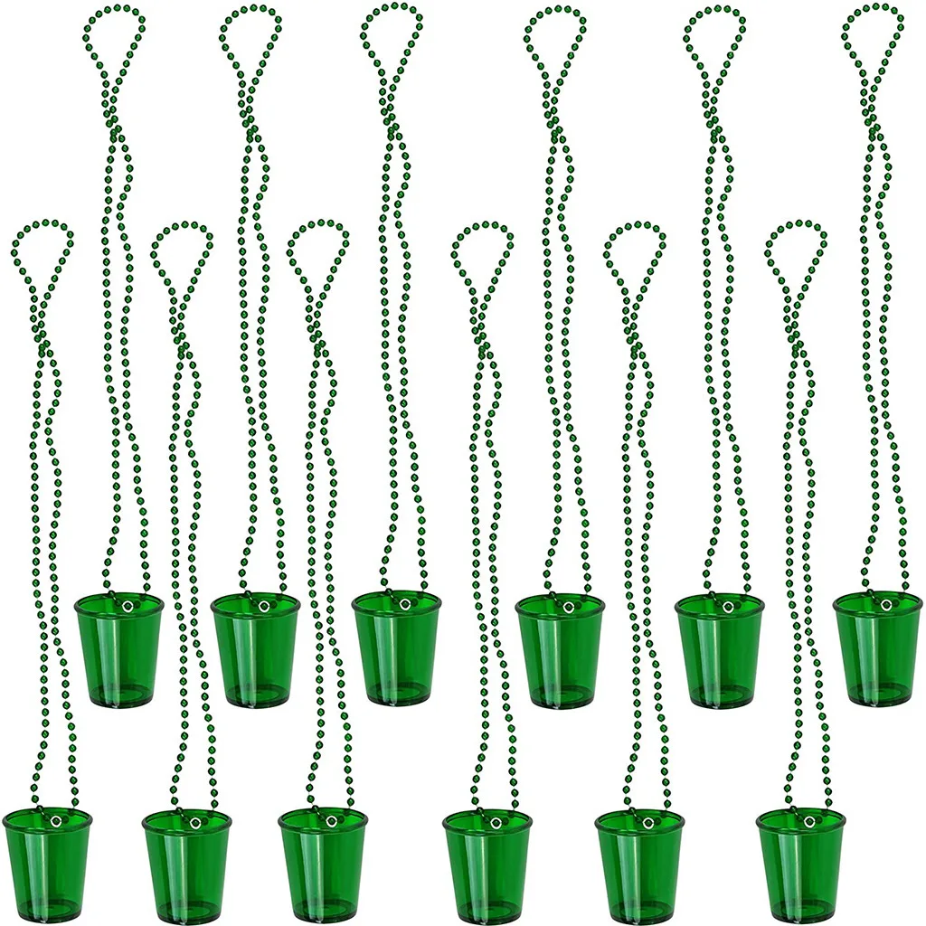 12 Stück Schnapsgläser auf Perlenkette aus Kunststoff, Schnapsbecher-Halskette, Hochzeit, Junggesellenabschied, Geburtstag, Party, Dekorationszubehör – Detail 9
