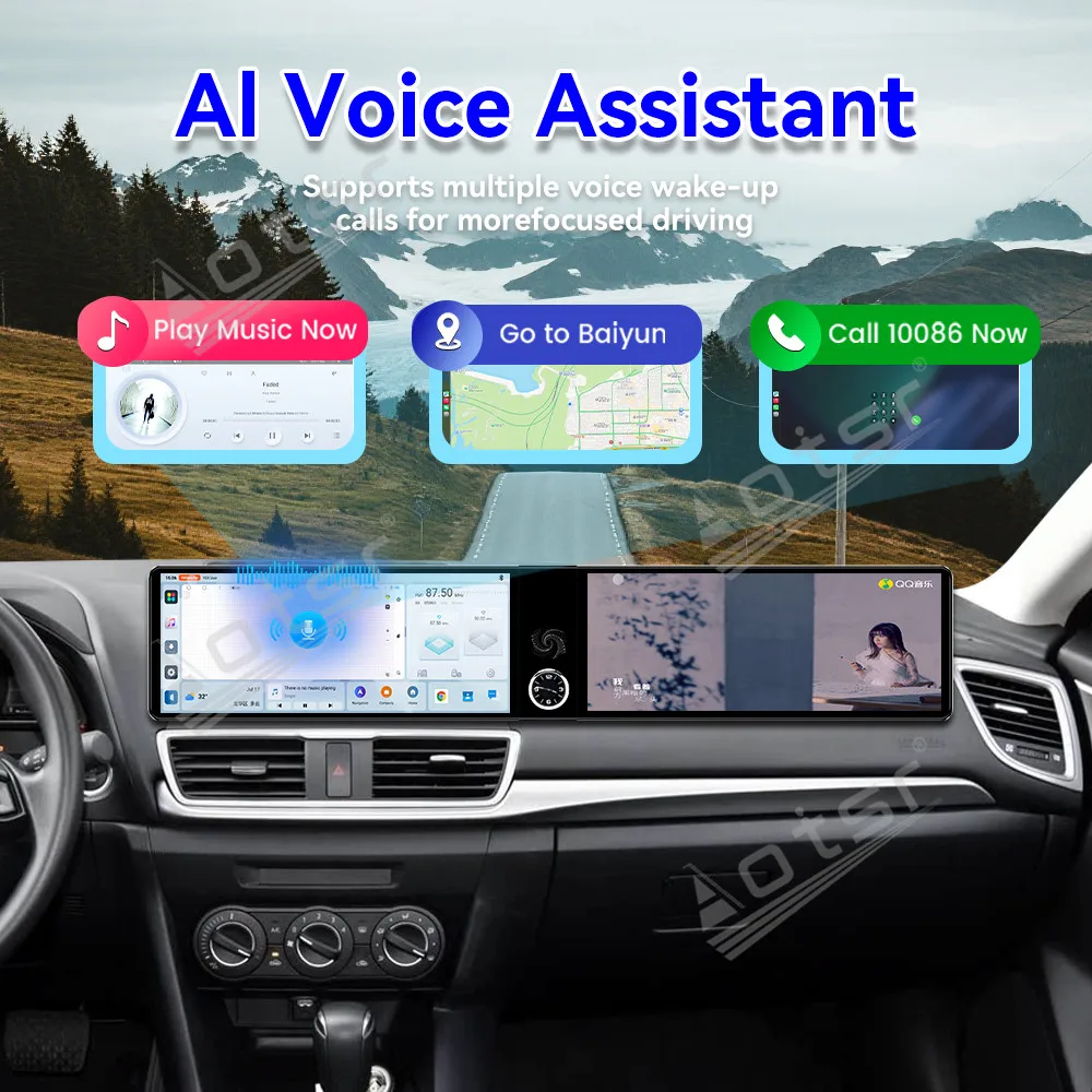 

12,3-дюймовый автомобильный радиоприемник с двойным экраном для Mazda 3 Axela 2014-2019, автомобильный мультимедийный видеоплеер, GPS-навигация, блок Carplay, беспроводной WIFI