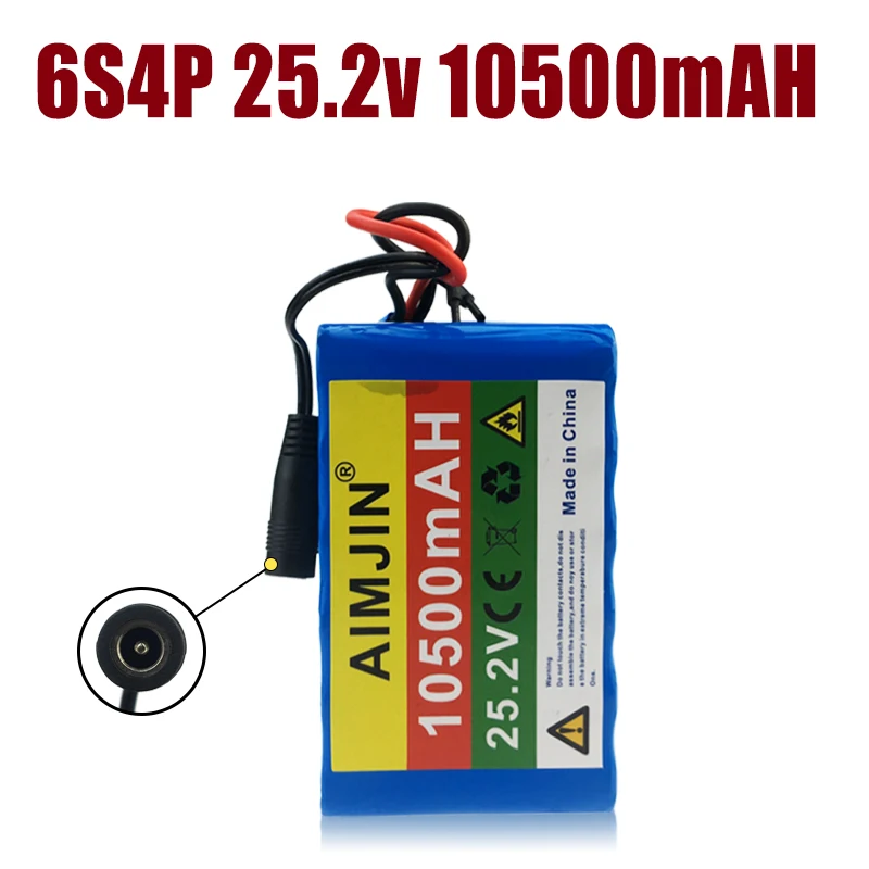 

6S3P 25.2V 10500mAh Rechargeable 18650 Li-ion Battery Pack ,Suitable for Electric Bikes and Mopeds Built-in BMS+25.2V Charger