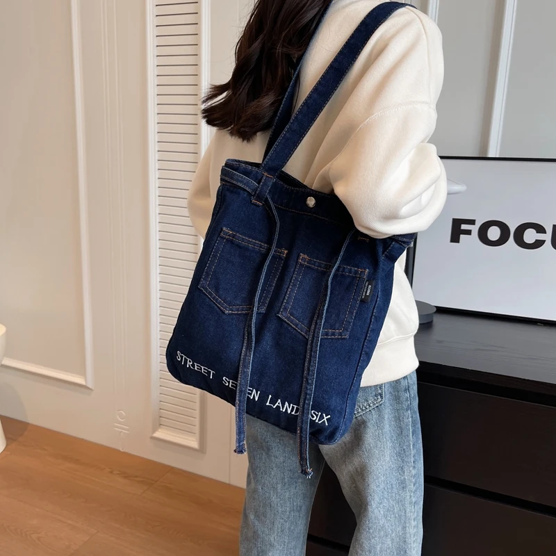 

Vintage Denim Women's Bag New Jeans Messenger Bag Y2K Canvas Shoulder Bag School Eco Bag Korean Shopping Handbag Travel Pack Ins