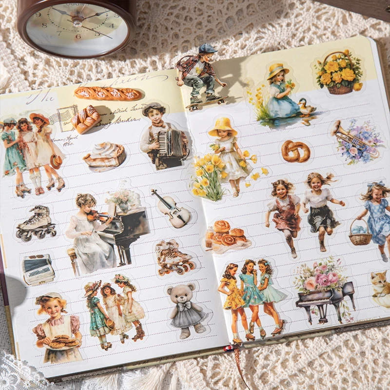 

Journal GO 20pcs Vintage Childhood Stickers for Card Craft Making Decoration Scrapbooking Collage Junk Journal Planner DIY Decal