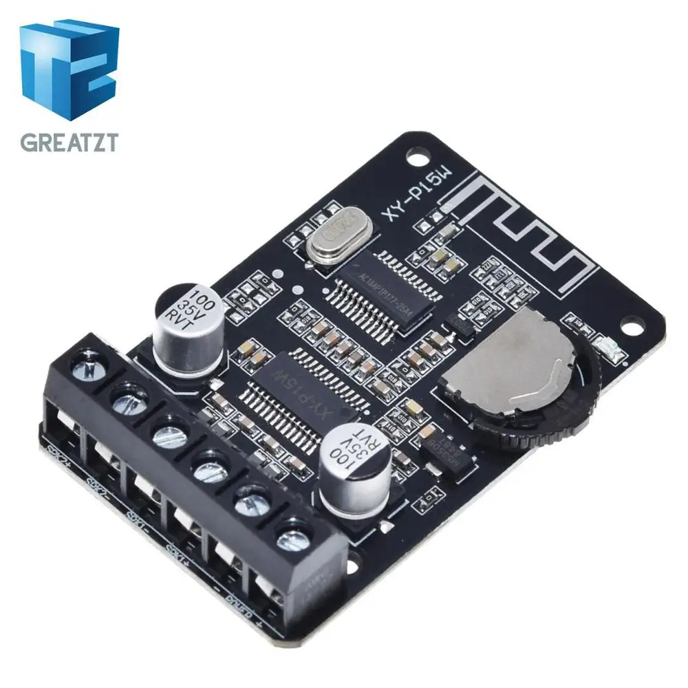 GREATZT 10W/15W/20W Stereo Bluetooth 5.0 Power Amplifier Board 12V/24V High Power Digital Amplifier Module XY-P15W