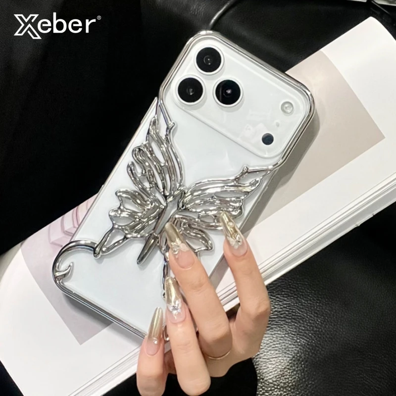 Beschichtung Hohle Schmetterling Muster Fall Für iPhone 17, Air 16, 15, 14, 13, 12, 11 Pro Max Plus Stoßfest Wärmeableitung PC Hard Cover