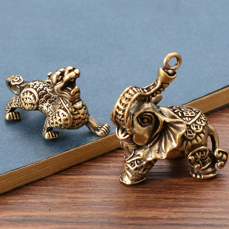 Tembaga Menguntungkan Gajah Gantungan Kunci Liontin Antik Kuningan Logam Hewan Gantungan Kunci Ornamen Gantungan Kunci Liontin Gantungan Kunci Perhiasan