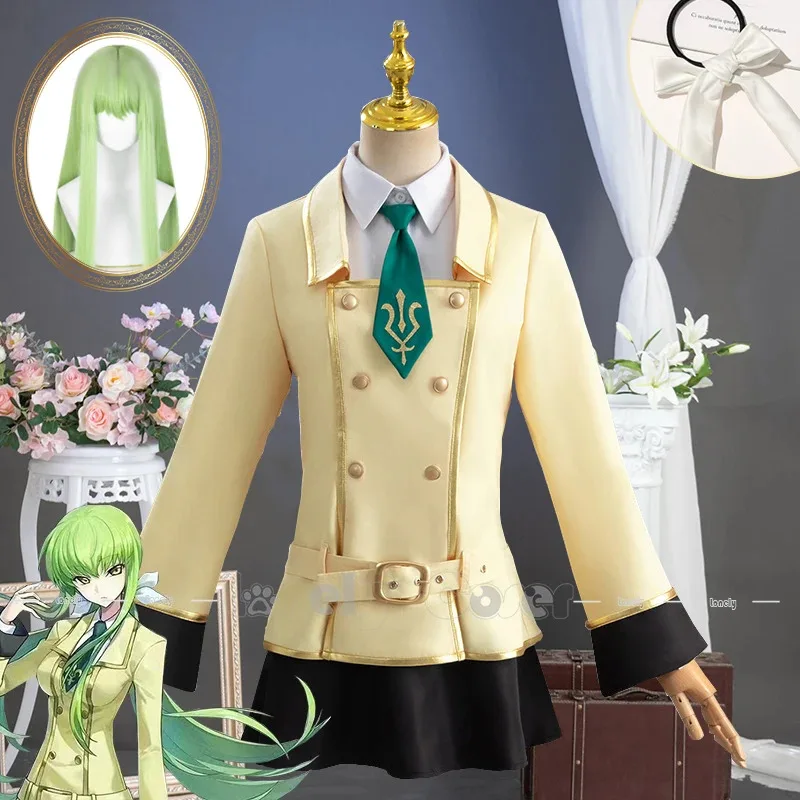 

Аниме Code Geass C.C. Косплей Костюм Парик C2 Code Geass: Лелуш Восстания Чулки Лук Униформа Хэллоуин Девушки Женщины