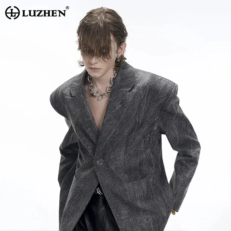 LUZHEN 2025 Spring Original Elegant Temperament Casual Blazer Jacket Men's Fashion High Quality Shoulder Pad Design Coat LZ8616