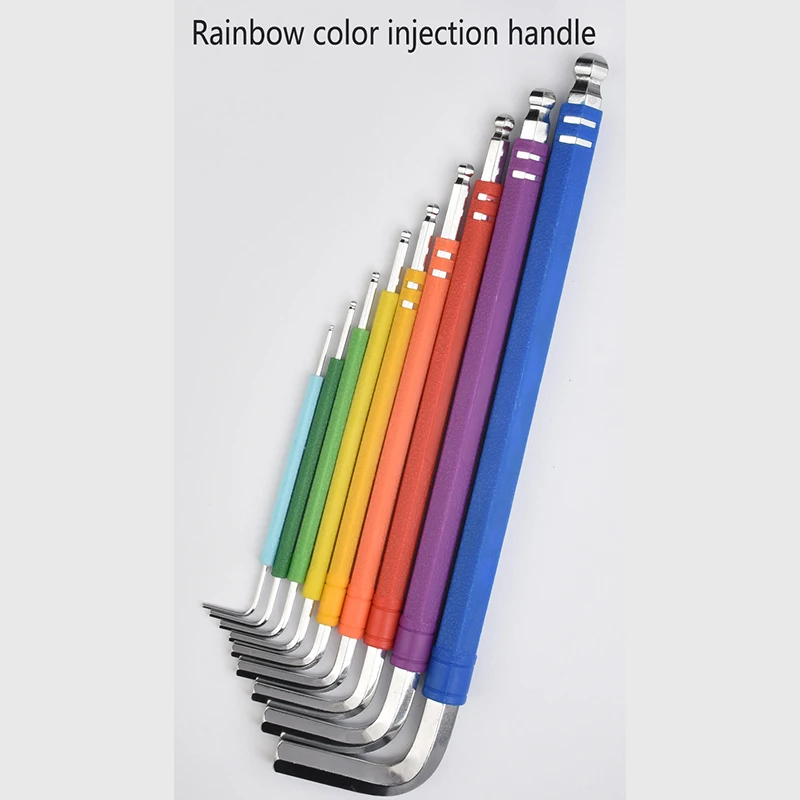 ألين مفتاح مجموعة L وجع عدة ل ألين المسمار 9 قطعة الذراع الطويلة عرافة مفتاح مجموعة 1.5 مللي متر إلى 10 مللي متر مسدس المفك أدوات يدوية لإصلاح الدراجة #4