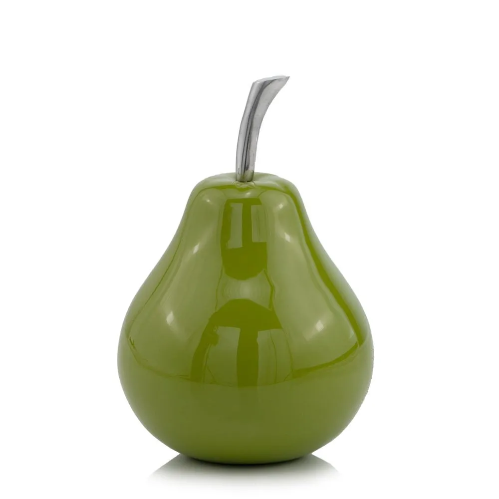 Green Polished Aluminum Pear Sculpture Luxury Art Deco Home Decoration Living Room Crafts Wedding Ornament