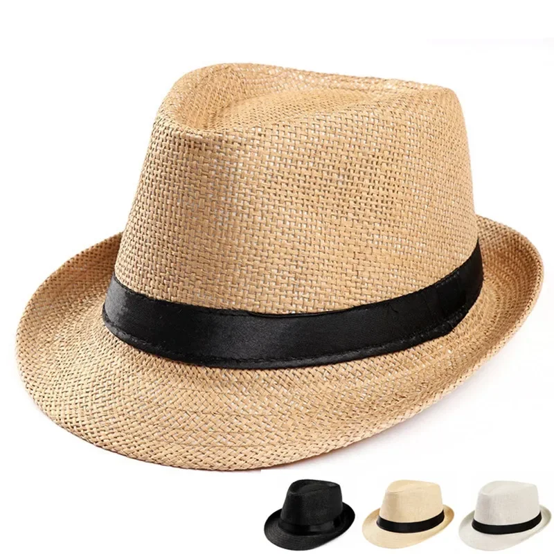 

2024 new men and women summer linen wide brim sun hat retro jazz hat classic beach hat cowboy unisex performance party straw hat