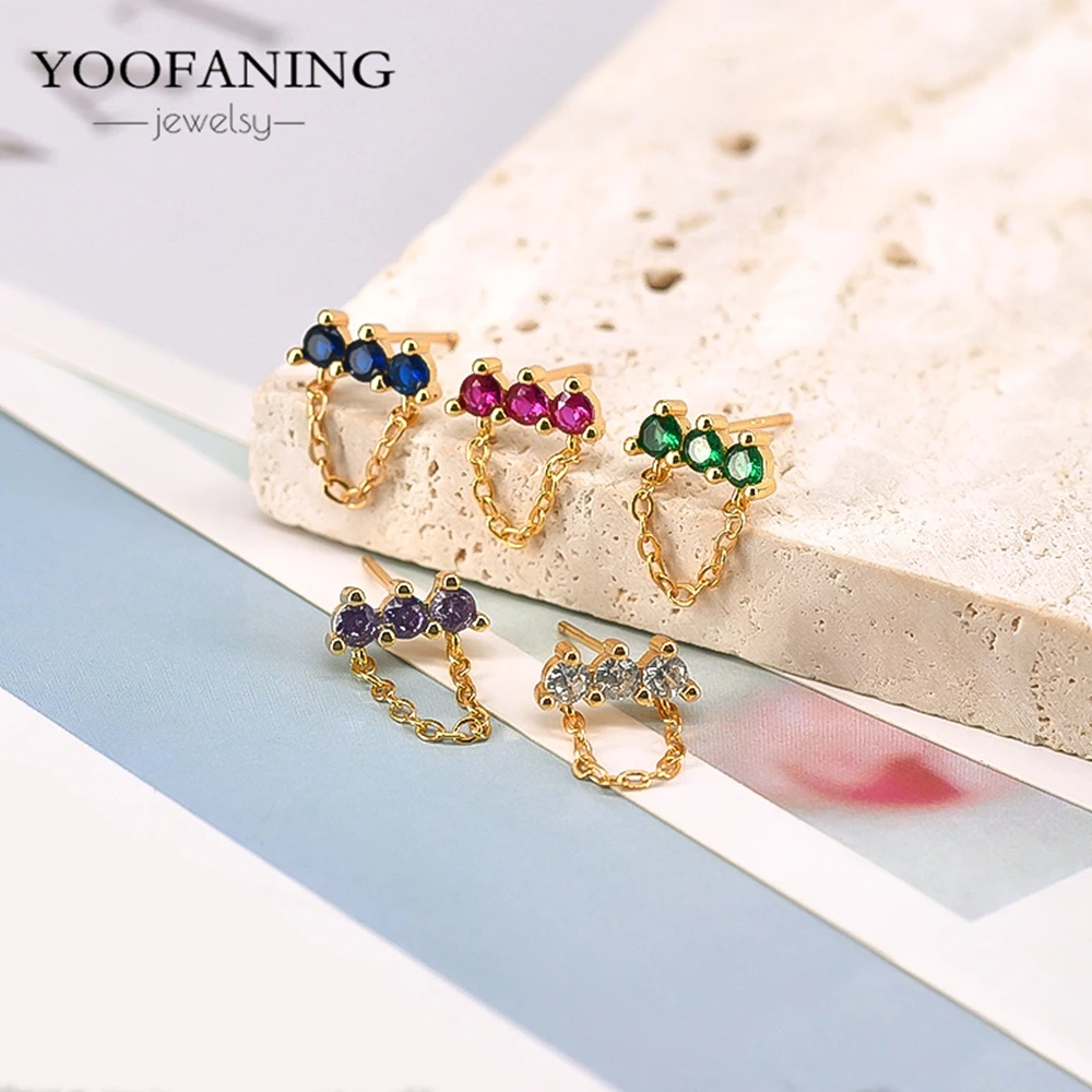 925 Sterling Silver Ear Needle Exquisite Luxury Hoop Earring Exquisite Blue Zircon Fashion Series Earring for Women Jewelry Gift