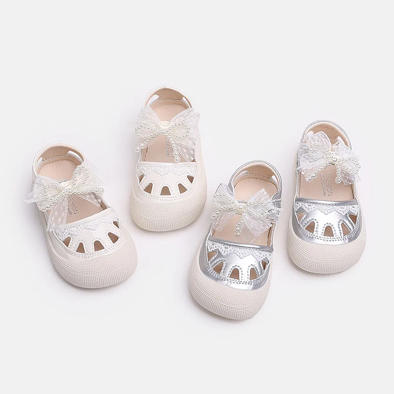

Mumoresip Girls Fashion Casual Shoes Summer Sweet Lace Children Lolita Princess Shoes Hollow-out Closed-toe Kids Dress Sandals