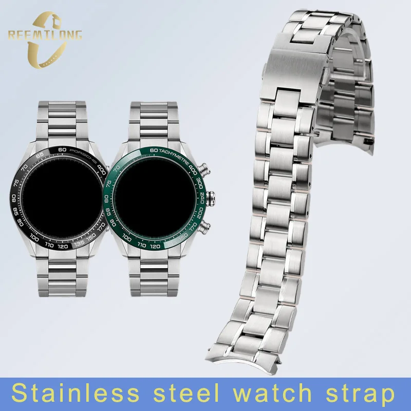 Stainless steel watch strap 22mm Soild refined metal Arc interface men's watchband bracelet For Tag heuer Carrera CV2A84 CV2A10