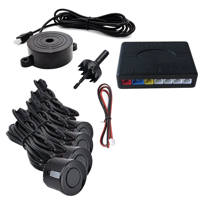 Car Parking Sensor Kit Universal 4 Sensors Buzzer Reverse Backup Radar Sound Alert Indicator Probe System