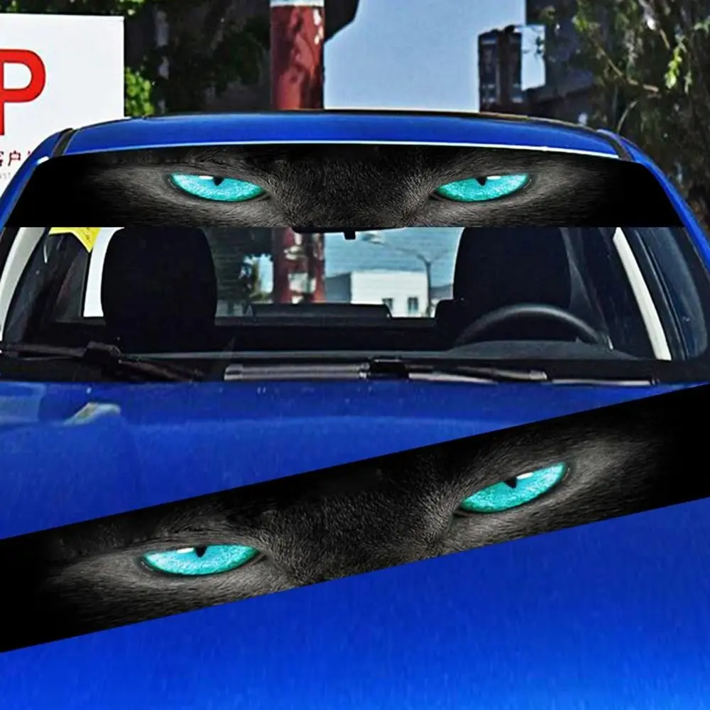 3D Stereo Car Front Windshield Stickers Wolf Eyes Pattern Wild Beast Design Auto Decorative Stickers Ghost Pattern Personalized