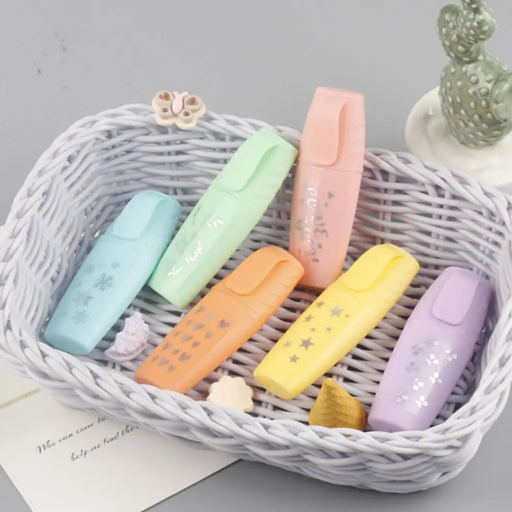 6 Stück Farbe Text marker schnell trocknende Studenten DIY Fotoalbum Journal fluor zierende Student Draw Marker Stift Briefpapier Plumones