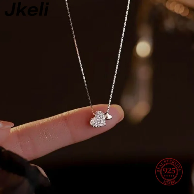Women's 925 Silver Heart Pendant Necklace, Elegant Gift