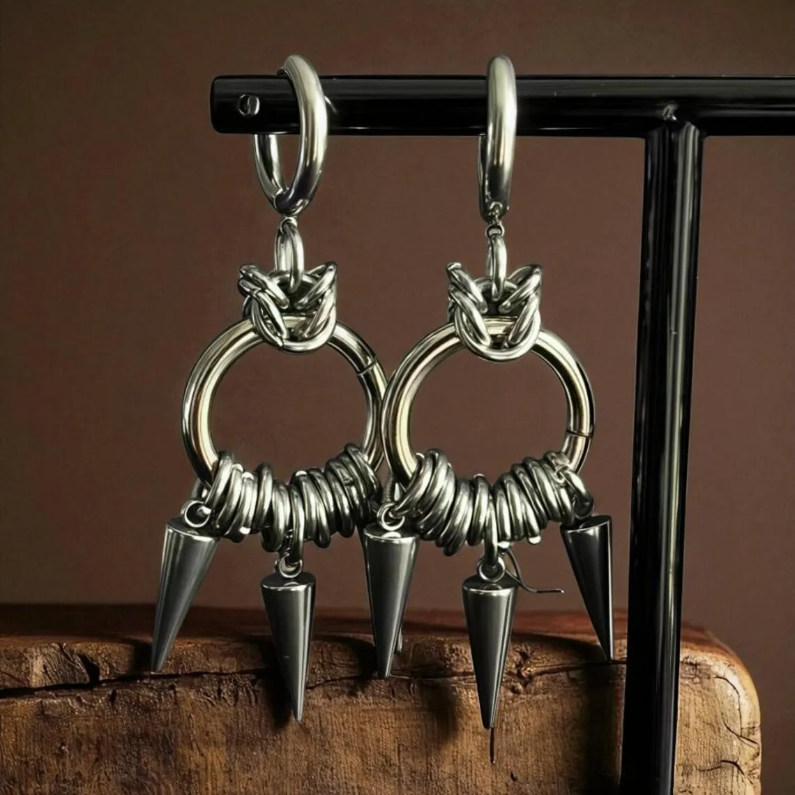 Punk Rivet Earring,Korean Jewelry,Hippie Accessory,Gothic Rock,Y2k,Sharp Spike Charm,Avant-garde,Design Sense,Ear Hoop For Women view 2