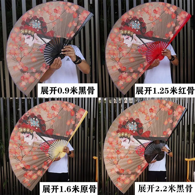 Home Decor Background Wall Large Hanging Fan Chinese Style Peking Opera Flower Girl Stage Decoration Fan