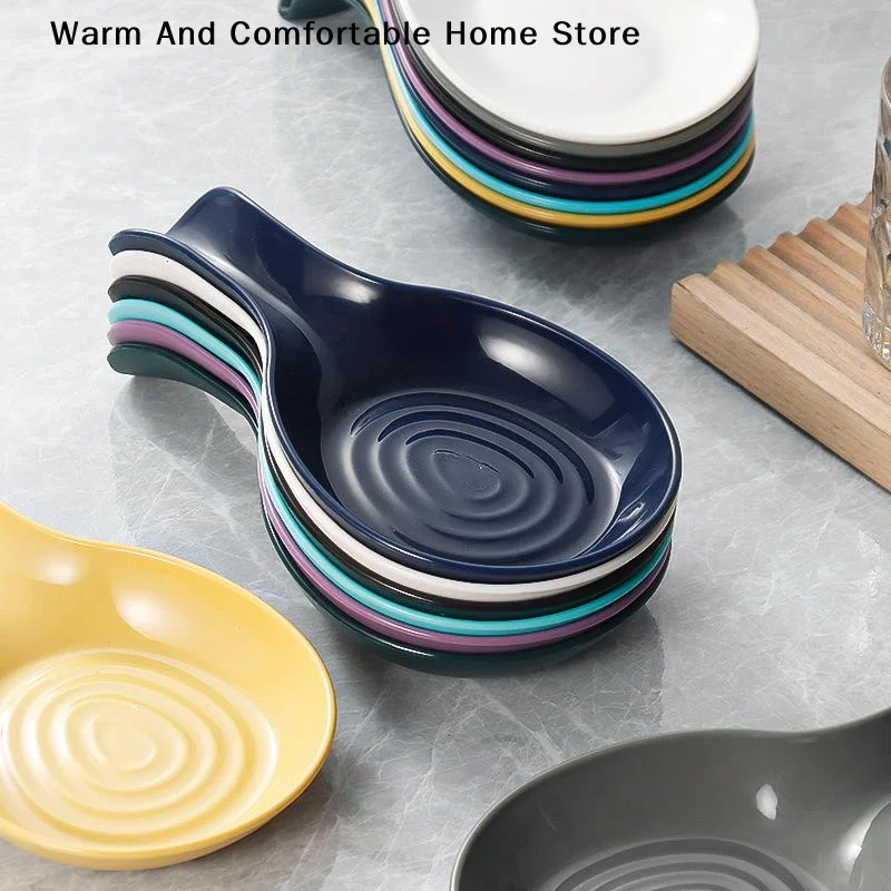 【SE】Ceramic Spoon Rest for Kitchen Large Heat Resistant Cooking Holder Coffee and Tea Accessory