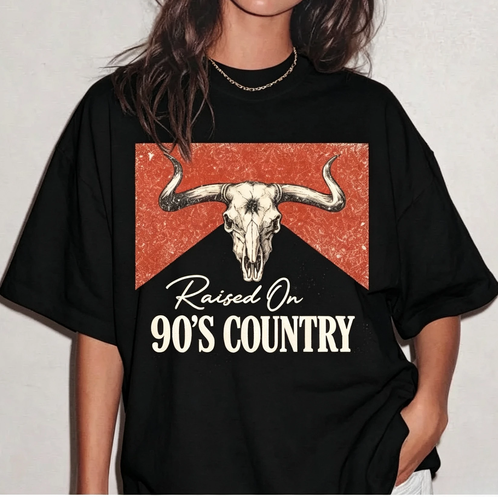 Summer Men's Fashion Trend - Comfortable and Soft Cotton Short-Sleeved Shirt Raised on 90s Country T- Shirt. Cowboy Vintage