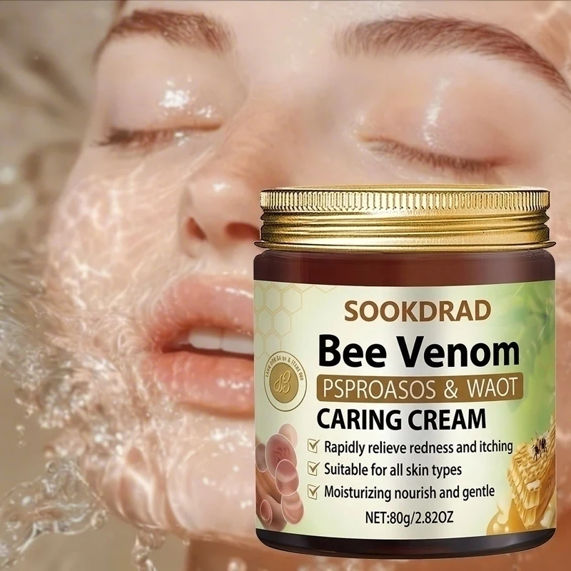 Bee Venom Caring Cream, Daily Use, Relieve Redness Itch, Moisturize Nourish, All Skin,80g/2.82oz
