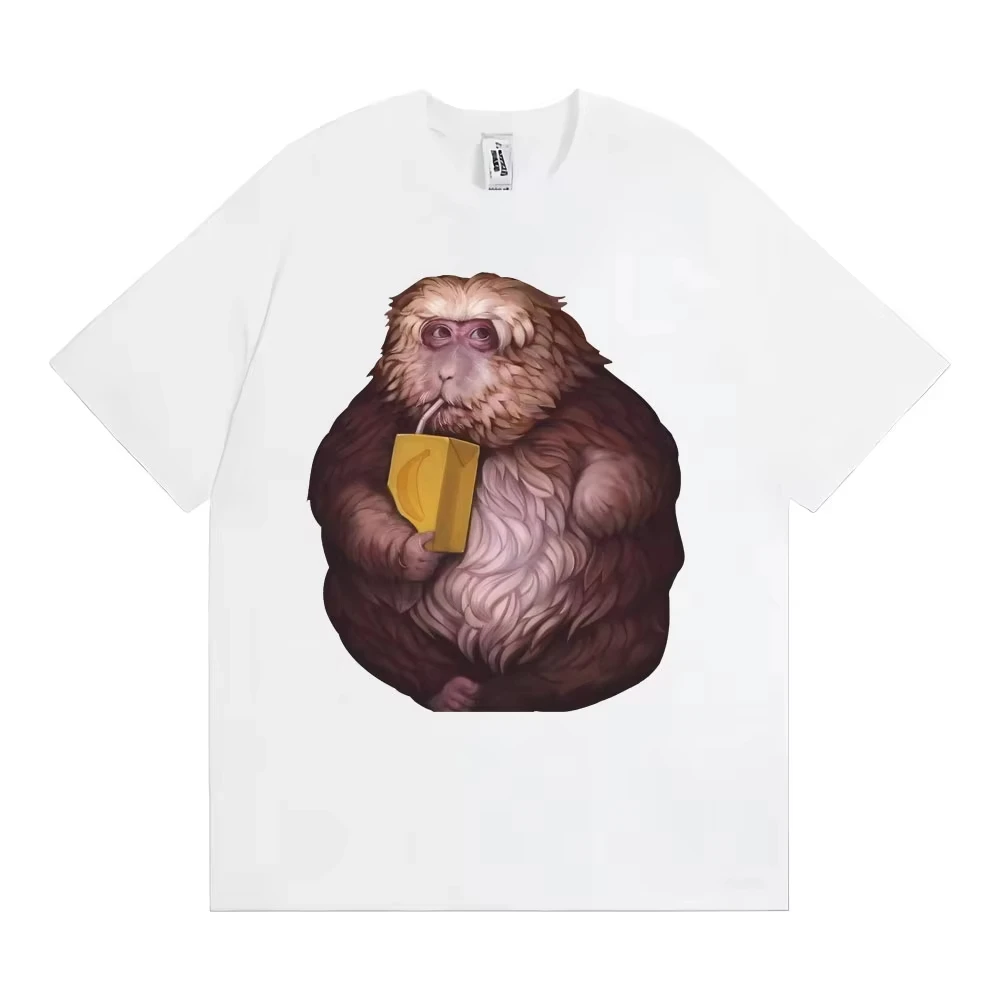 تي شيرت رجالي صيفي مضحك Zoon XingXing Monkey Meme مطبوع برقبة دائرية تي شيرت كاجوال قطني محايد بأكمام قصيرة كبير