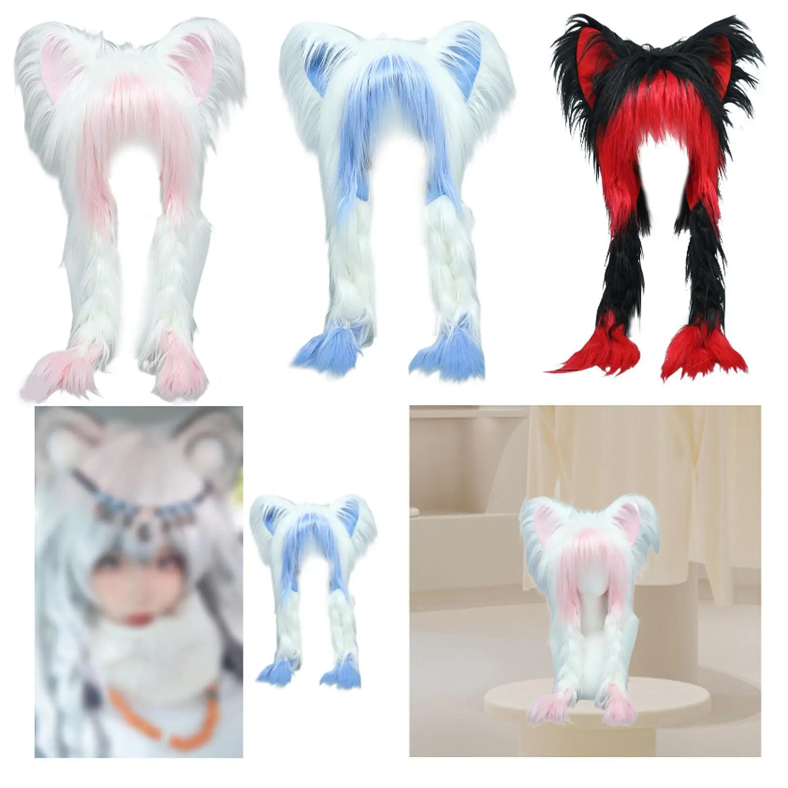 Chapeau de Cosplay Anime, nouveauté, coiffure, capuche animale pour hommes et femmes, accessoires de tête