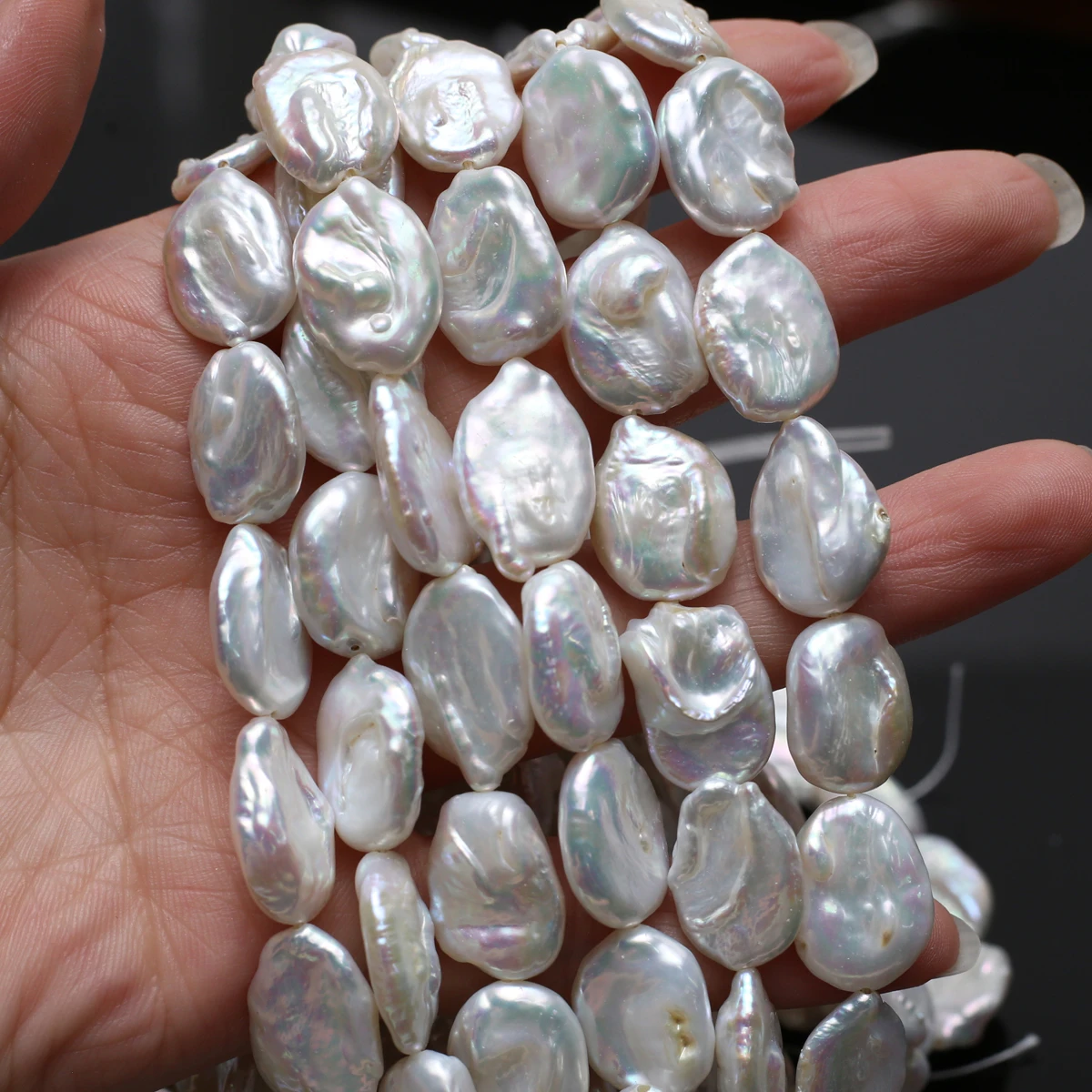 18cm 13x18mm Baroque Oval Shape Natural Freshwater Pearl Semi-Finished Beads for Jewelry Making DIY Necklace Bracelet Accessory