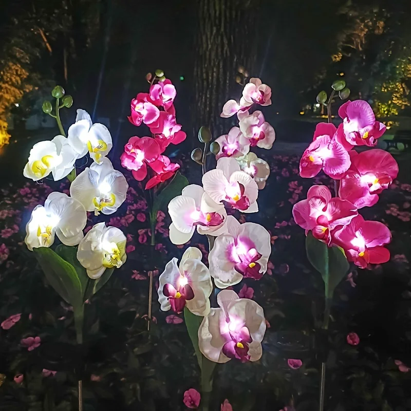 

2PC Solar Simulated Flower Led Butterfly Orchid Ground Insertion Lamp, Outdoor Waterproof Lawn Lamp, Courtyard Lamp