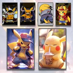 Pokemon Japanese Pikachu Anime Self-adhesive Poster Peripheral Poster Modern Room Decoration Charizard Painting Wallpaper Gift