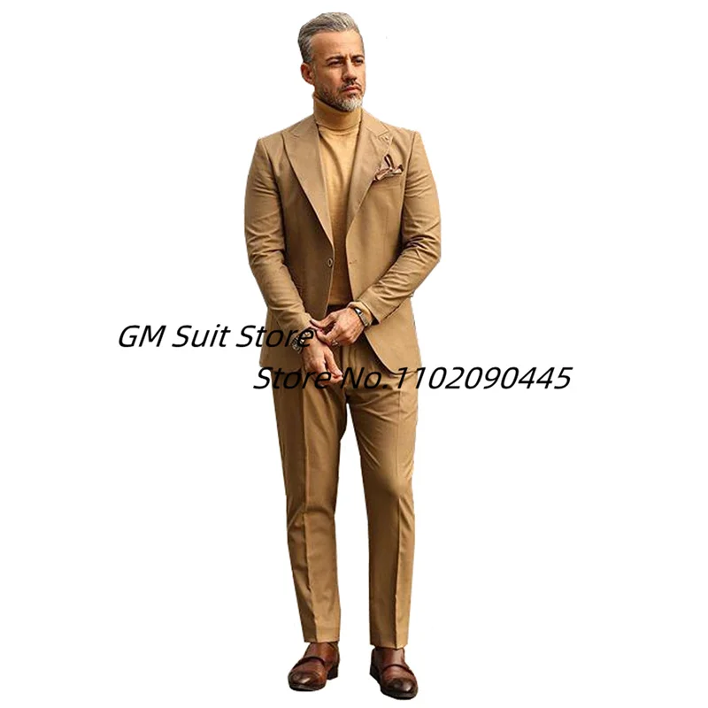 

Men Suits 2 Pieces Casual One Button Blazers Set 2022 New Wedding Tuxedos Slim Fit Dinner Jacket Pants