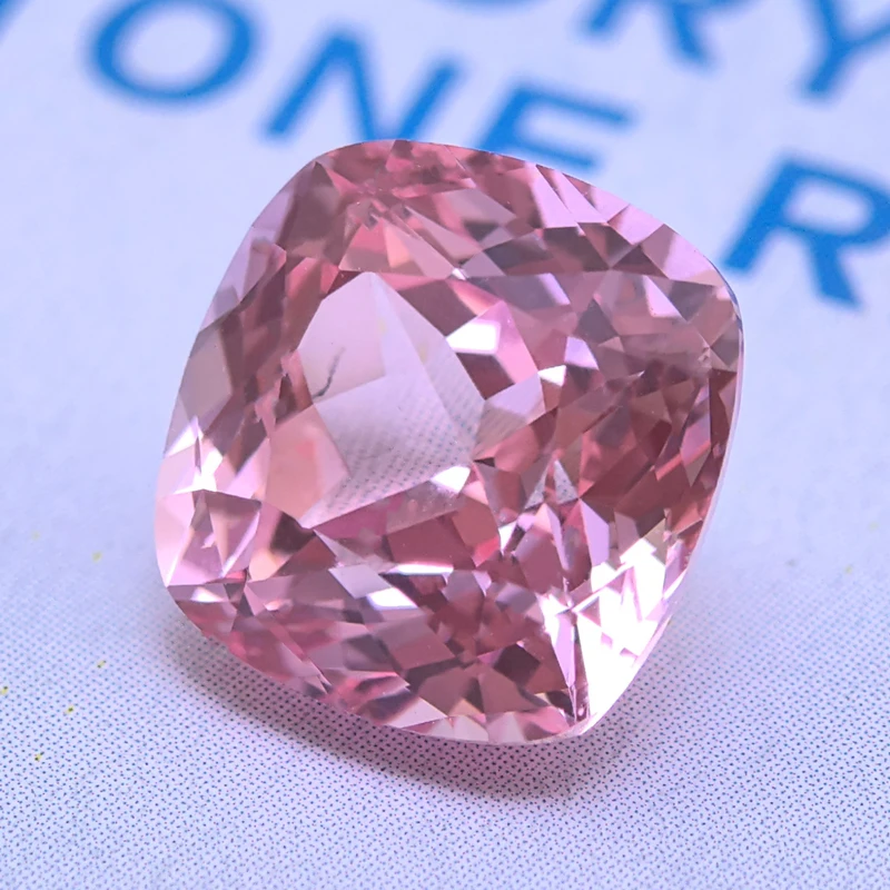 Lab Grown Sapphire Square Cushion Sunrise Pink Color VVS1 Selectable AGL Certificate Charms Beads Diy Jewelry Making Materials