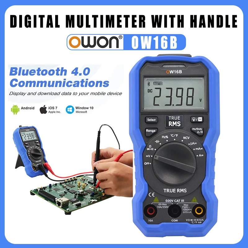 OWON OW16A/OW16B Multifunction Electrical Tester With Offline Logging, Bluetooth and NCV True RMS Backlit Voltage Test Stand