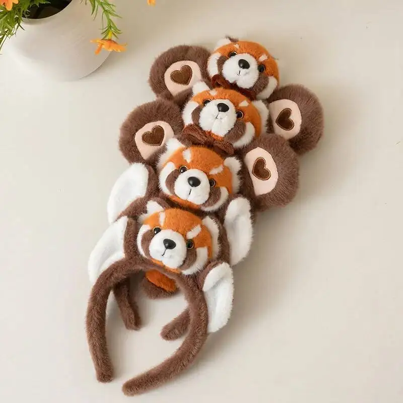 لطيف مضحك الراكون إكسسوارات الشعر النساء الطلاب غسل الوجه هيرباند ليتل الأحمر الباندا آذان رباطات أفخم الكرتون قطرة الشعر