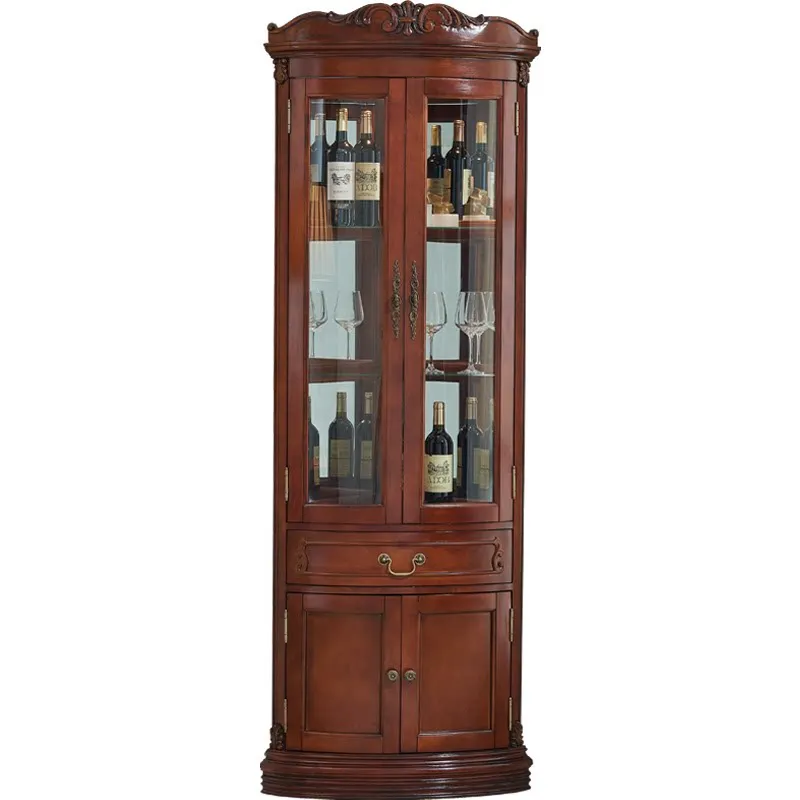 

Угловой шкаф для столовой из массива дерева, угловая полка для гостиной, стеклянный винный шкаф