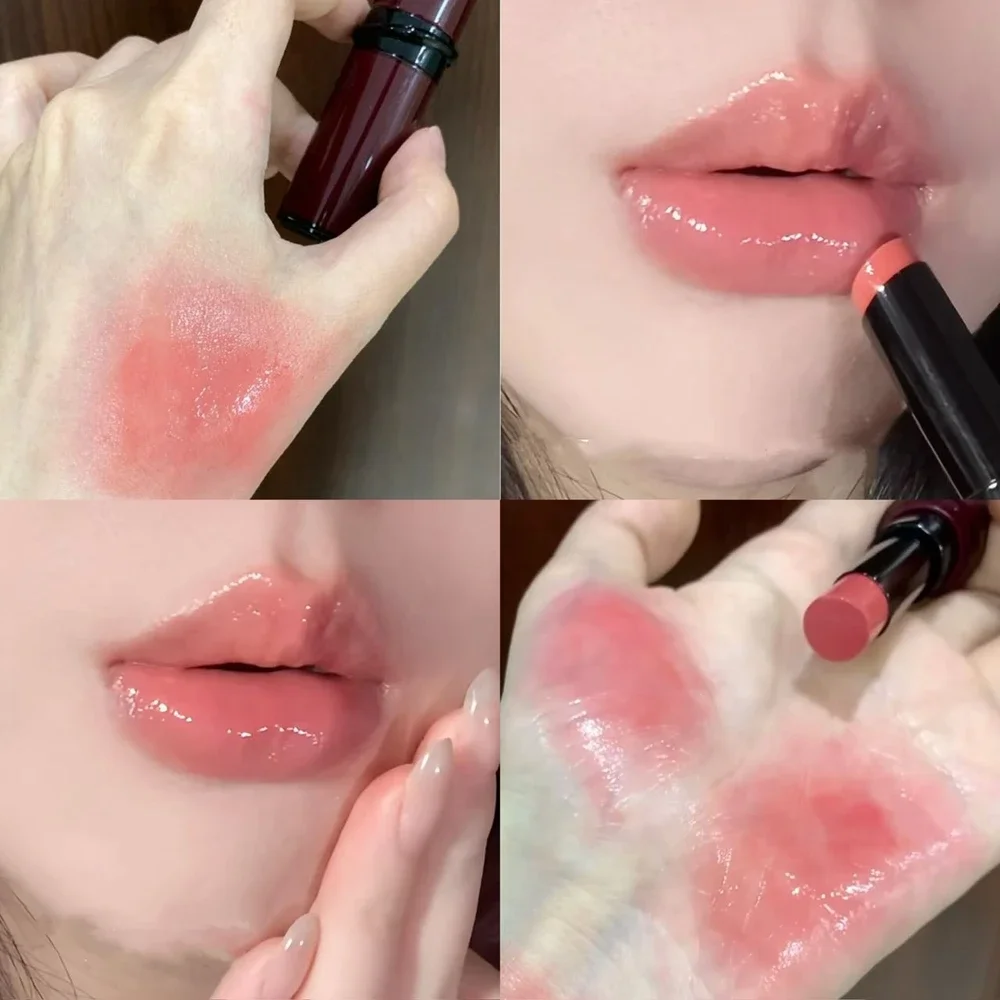 Lipstick Mirror Stain Long-Lasting Shiny Lip Gloss Makeup Moisturizing Nude Brown Jelly Lip Tint Non-stick Clear Pink Lip Glaze