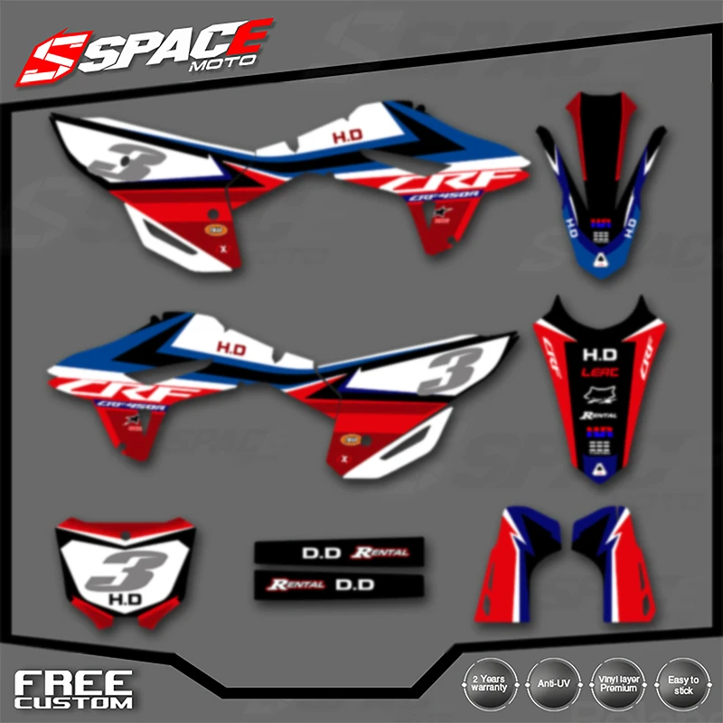 

SPACE Custom Motorcycle Graphics Background Decal for HONDA CRF 2021 2022 2023 CRF450R 2022-2024 CRF250R Decals Stickers Kits 01