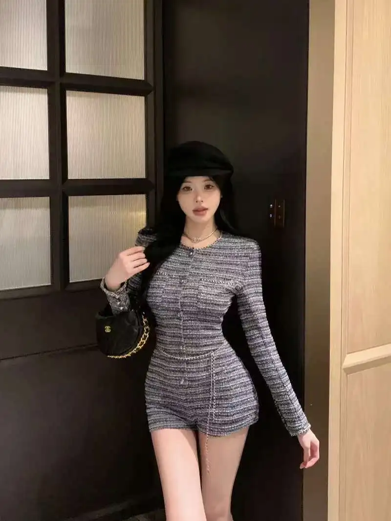 우아한 슬림 원피스 섹시한 Playsuits 여성 Y2k 의류 싱글 브레스트 긴 소매 Rompers 짧은 점프 슈트 streetwear 봄